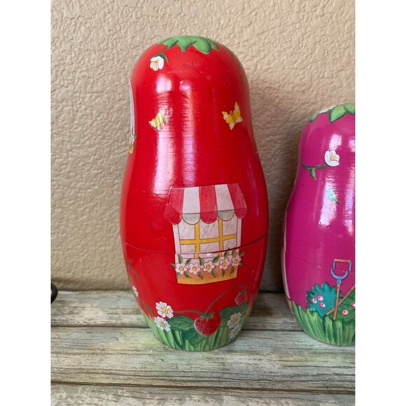 Vintage Strawberry Shortcake Wooden Nesting Dolls Set of 5 - 1980s Collectible - Picture 14 of 16
